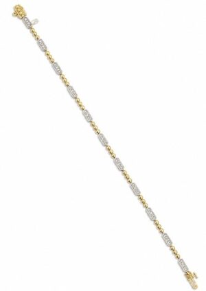 14kt two tone diamond fashion bracelet D tw 0.45cts SI1 clarity, near colorless G/H color 7" with foldunder safety