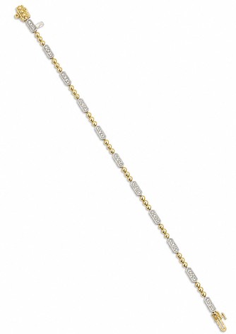 .jpg 14kt two tone diamond fashion bracelet D tw 0.45cts SI1 clarity, near colorless G/H color 7" with foldunder safety