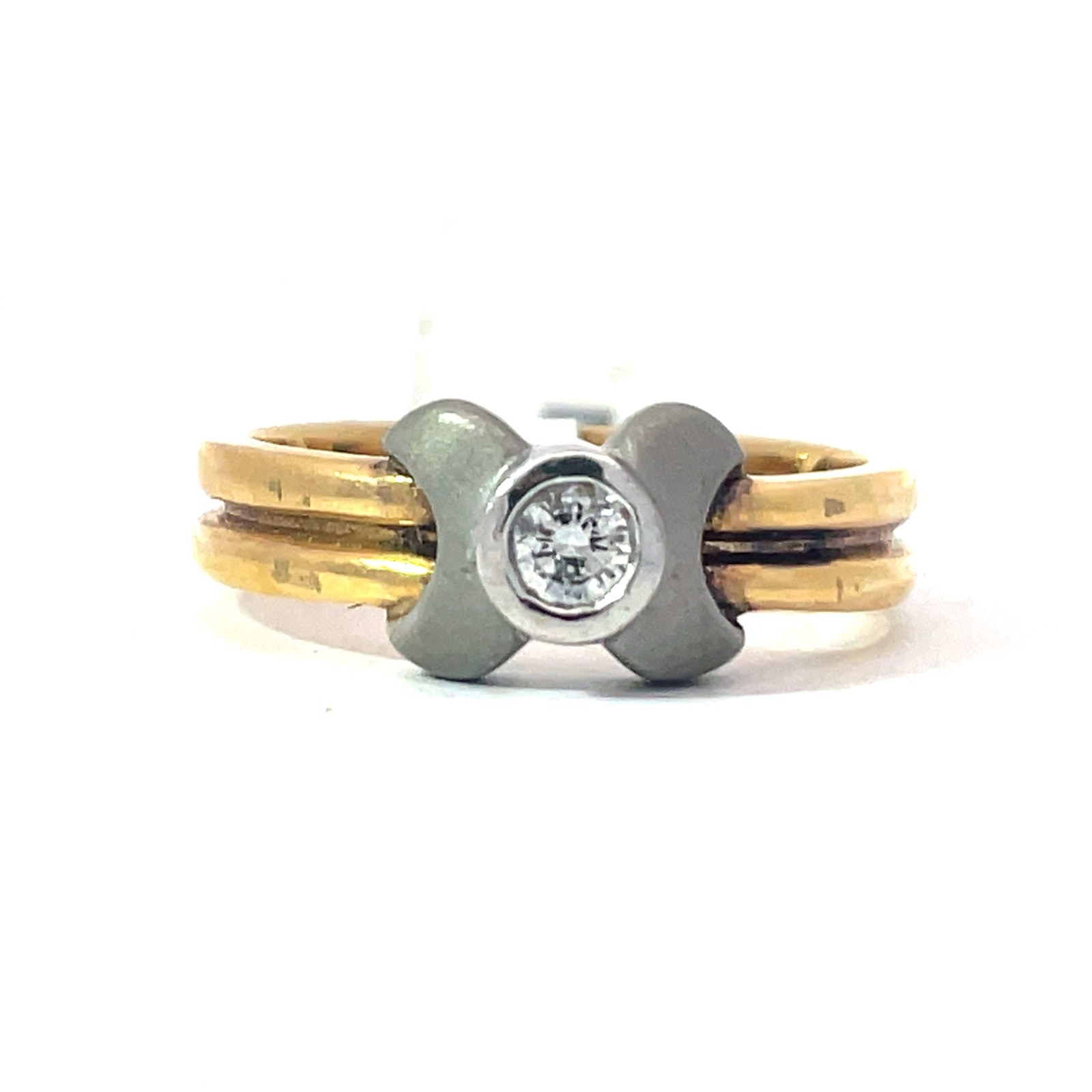 14KT 2 TONE DIAMOND RING 1 PC 0.10 PT F/C SI1 CLARITY, H COLOR