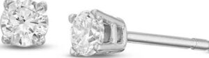 14kt white gold diamond stud earring with friction back tw 0.25 SI, near colorless H color