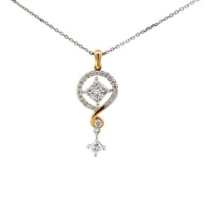 18kt two tone diamond fashion pendant on cable chain tw 3/4ct VS2, G 18"