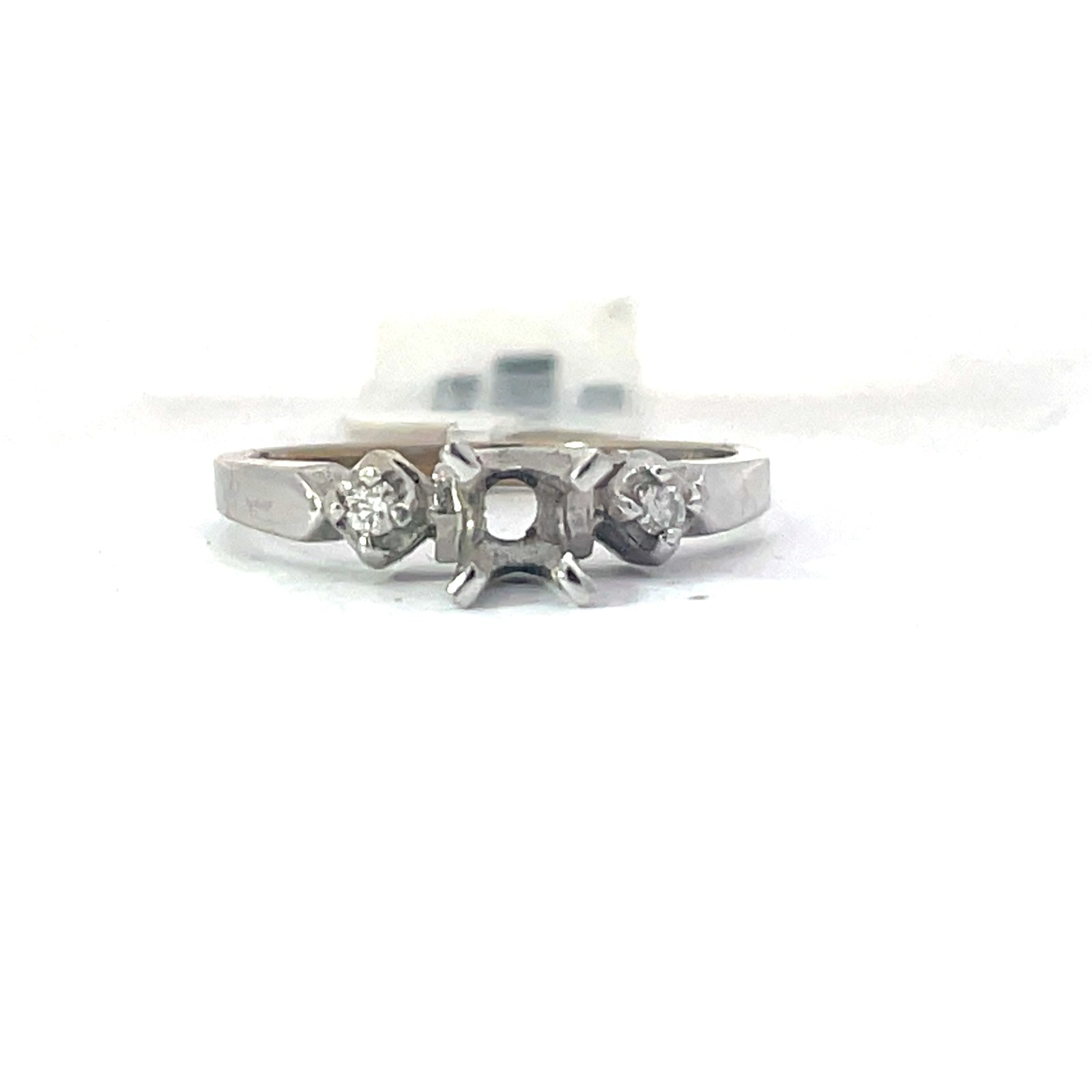 14kt white gold diamond past, present and future semi mount tw 0.05 pts