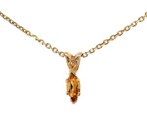 14KT YG CITRINE PENDANT 2- 6X3 NAVET GENUINE CITRINE 0.22PTS