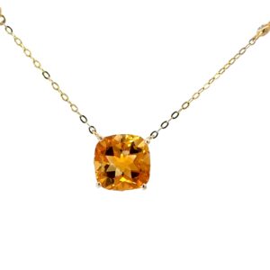 10kt yellow gold genuine citrine and diamond by yard necklace on 18" link chain