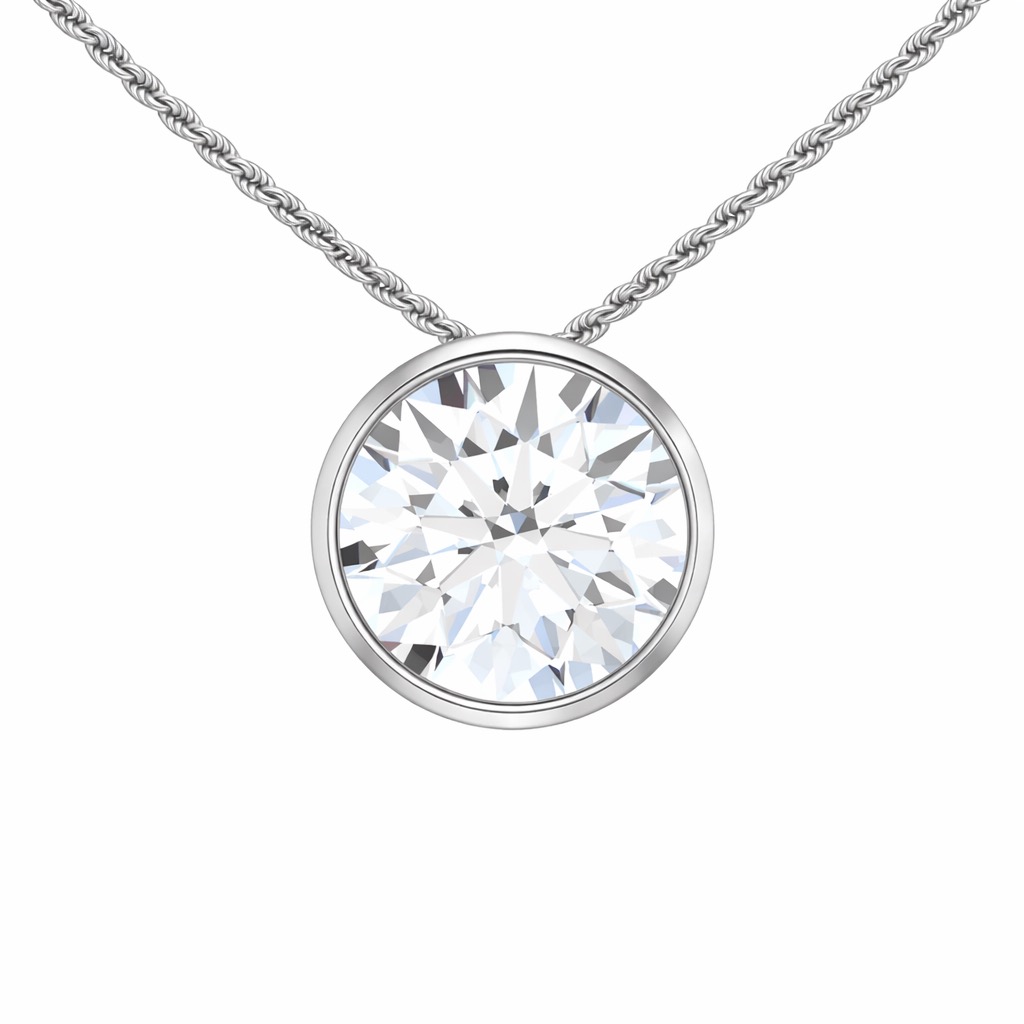14kt white gold lab grown 1/4ct bezel set necklace on machine made rope 18"