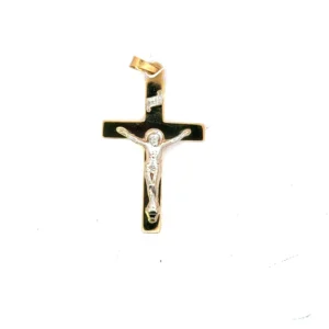 14kt Two-Tone Reversible Crucifix Cross Pendant