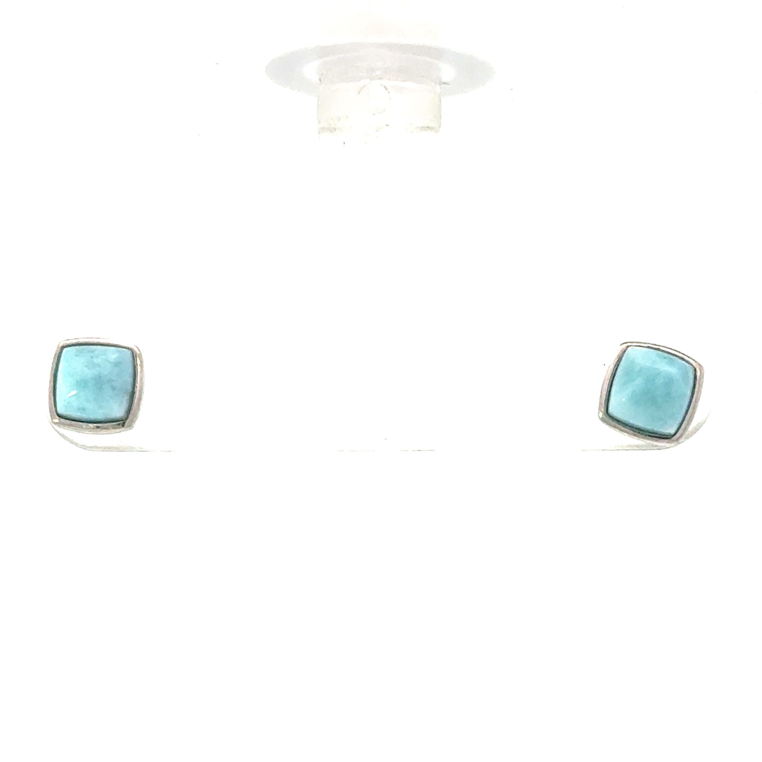 bb scaled .jpg Sterling Silver rhodium plated genuine larimar petitie cushion shape stud earring earring