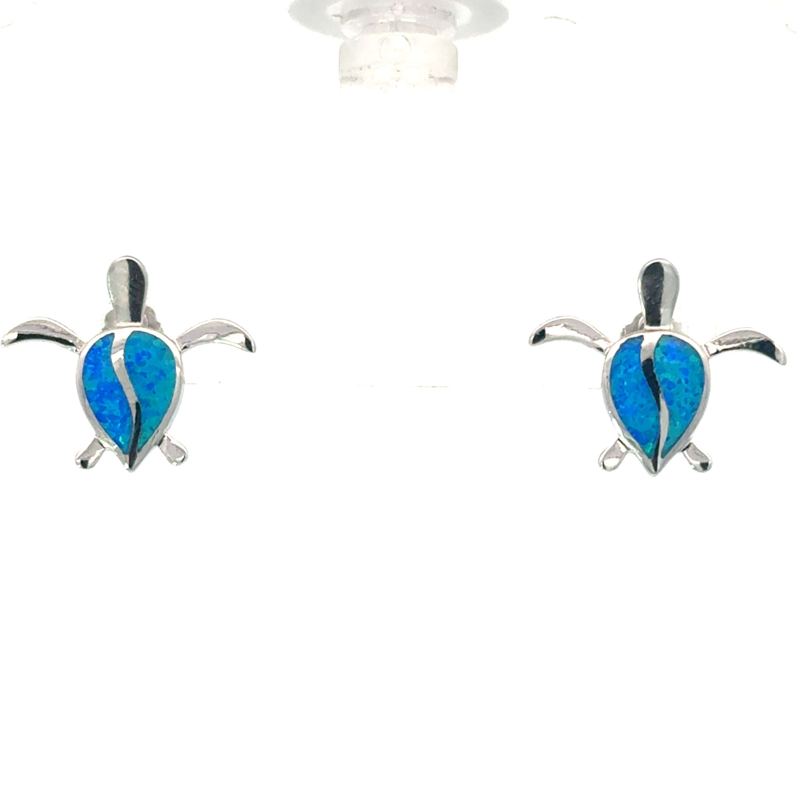dfcff scaled .jpg Sterling Silver Rhodium Plated created blue large opal turtle stud earring