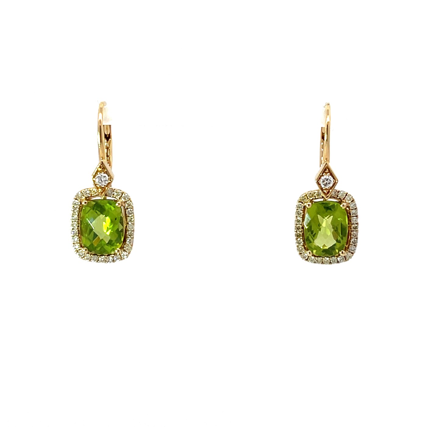 p .jpeg 18kt yg checker board peridot tw 4.15 cts and 2 dia tw 0.07 pts, 54 yellow dia 0.39 p tdw 0.46 pts earrings