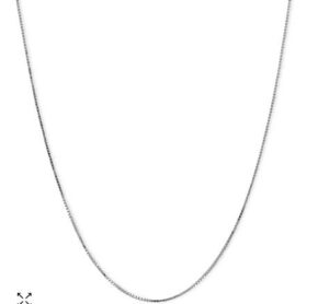 10kt white gold 0.64mm box chain with claw catch closure 18"