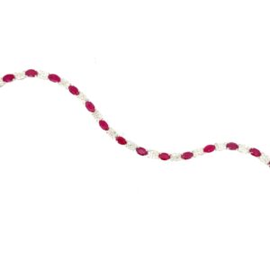 10kt white gold diamond and genuine ruby bracelet D 1.00cts SI clarity, near colorless, R tw5.00cts with foldover safety