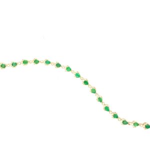 14kt yg genuine emerald and diamond bracelet D tw 1.50cts VS2/SI1 clarity, near colorless, E tw 6.00cts with hidden box catch