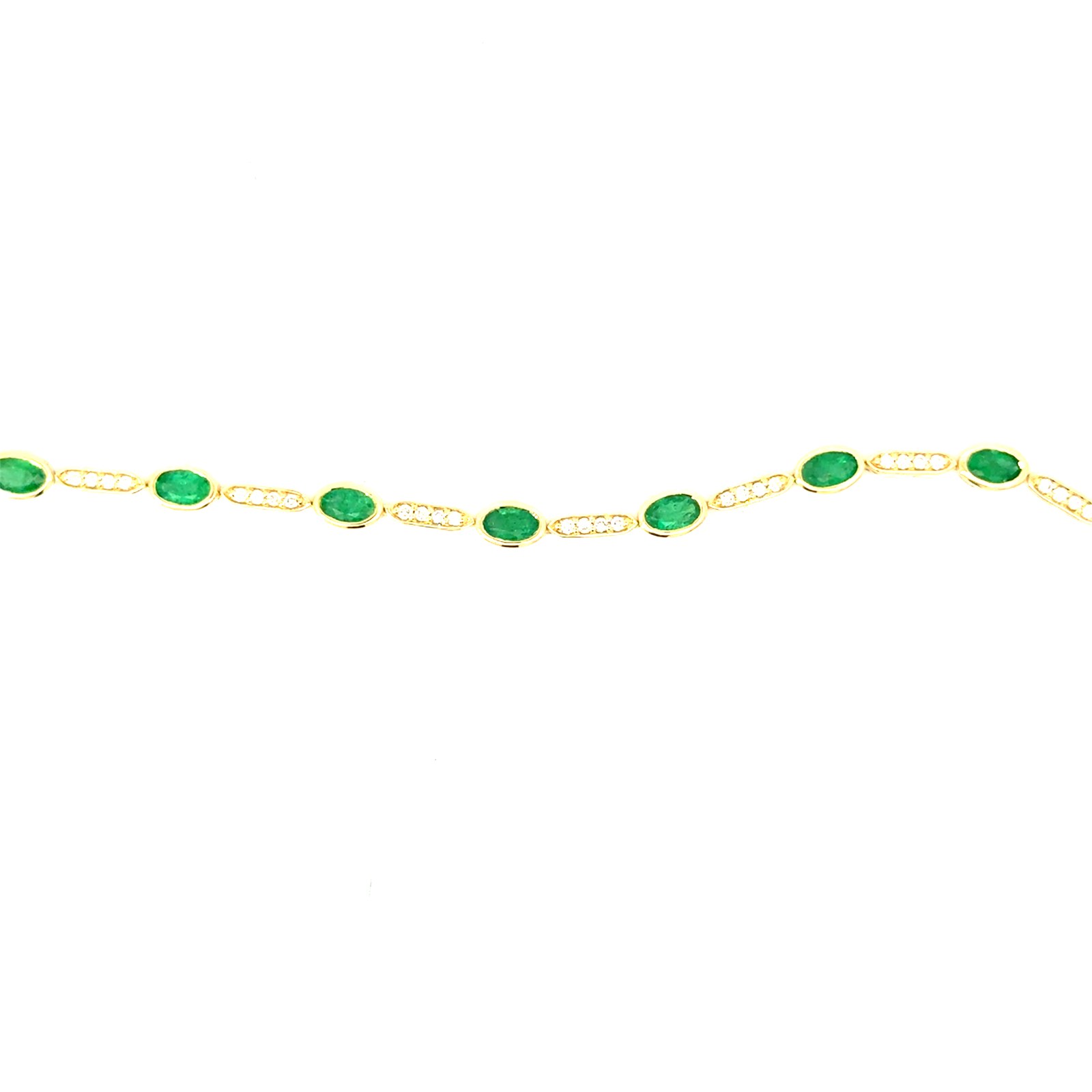 .jpg 14kt yg genuine oval emerald tw 6.15cts and diamond tw 0.85cts SI1 clarity, near colorless bracelet