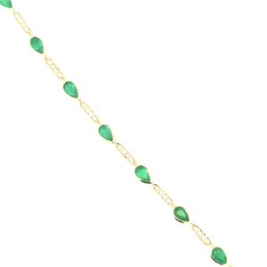 14kt yellow gold genuine pear shape emerald tw 6.21cts and diamond tw 0.85cts SI1, near colorless bracelet
