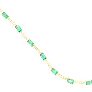 14kt yellow gold genuine emerald tw 6.21 cut emerald and diamond tw 0.85cts SI1, near colorless bracelet