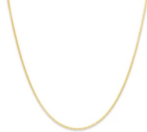 14kt yellow gold diamond cut 1.20mm round wheat chain with claw catch closure 20"