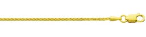 14kt yellow gold diamond cut round wheat chain 1.6mm with claw catch 18"