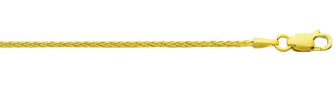 14kt yellow gold diamond cut round wheat chain 1.6mm with claw catch 18"
