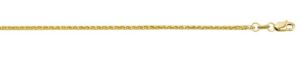 10kt yellow gold 1.2mm diamond cut round wheat chain with claw catch 20"
