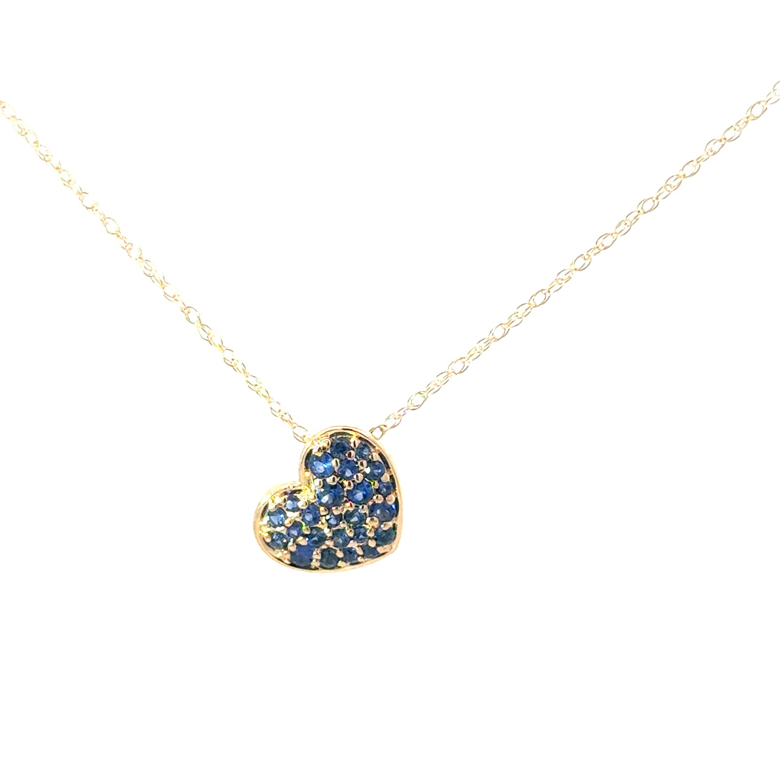 .jpg 10kt yellow gold genuine sapphire heart pendant on machine made rope 18"