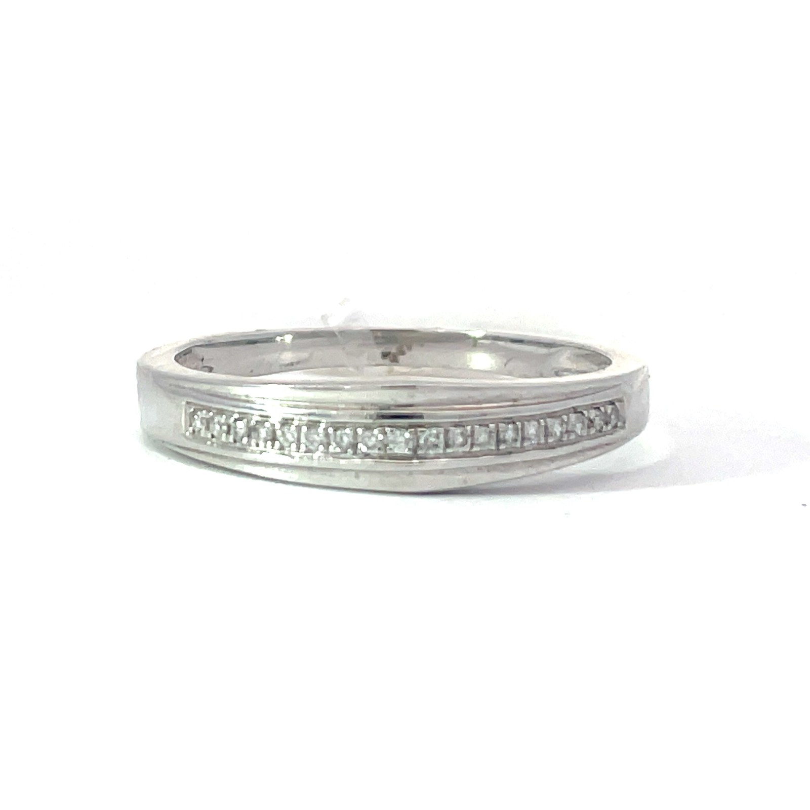 10KT W/G DIAMOND WEDDING BAND FOR MAN 18 RD DIAMONDS SI1/SI2 H/I TW 0.10 PTS