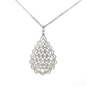 18KT W/ G DIAMOND PENDANT T/W 1.40CT 95 RD DIAMONDS T/W 1.40CT SI1/H