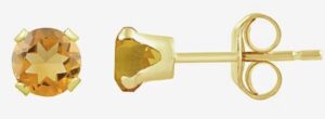 10kt yellow gold 4mm genuine citrine stud earring with friction post and backs