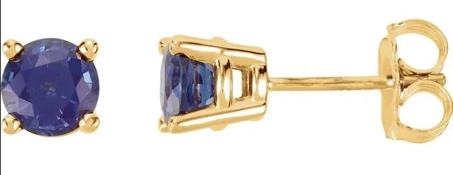 .jpg 10kt yellow gold 4mm created sapphire stud earring with friction posts and backs