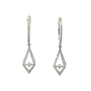 14kt white gold diamond dangle earrings tw 3/8cts VS2, G/H with locking back