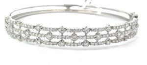 18kt white gold 3 row diamond bangle bracelet D tw 1.50cts with double safety VS2/SI1, G