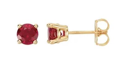 .jpg 10kt yellow gold 4mm created ruby stud earring with friction backs and nuts