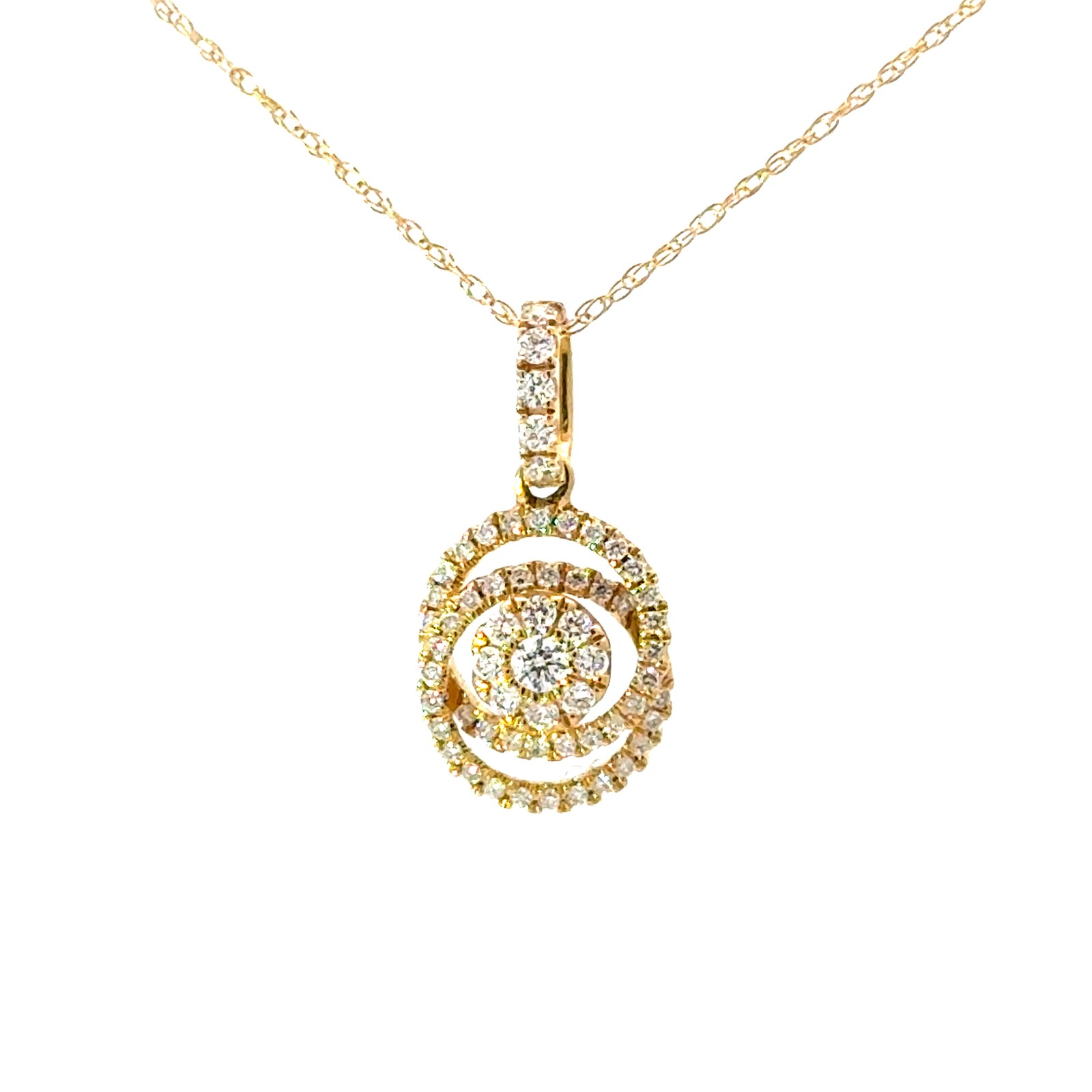 .jpg 14kt yellow gold diamond fashion pendant on machine made rope 18" D tw 1/4ct VS2. G