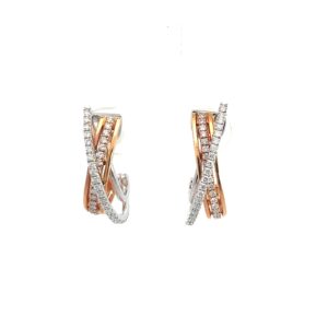 18kt two tone diamond double row earring D tw 1/2cts VS2, G/H