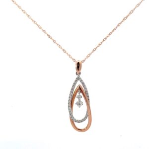 14kt two tone rose and white gold moveable pend tw 0.20cts SI, H