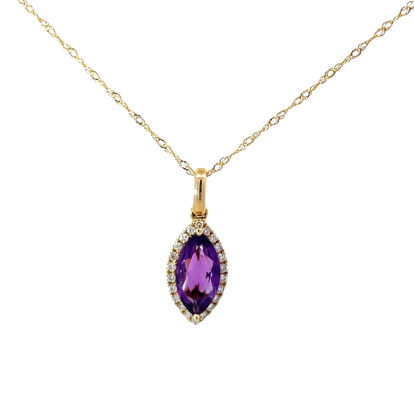.jpg 14kt yellow gold diamond and amethyst marquise shape pendant D tw 0.11cts A tw 0.91cts
