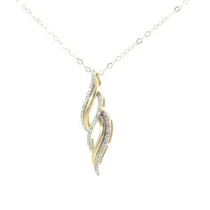 10kt yellow gold diamond fashion pendant on link chain with spring ring clasp D tw 0.10cts SI2/I1 clarity, near colorless I color