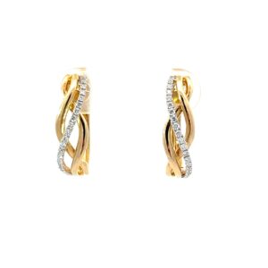 14kt yellow gold diamond fashion huggie hoop earring tw 0.16cts SI, G