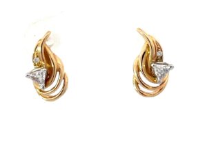 14kt yellow gold dimaond fashion stud earring D tw 1/6cts SI, H/I