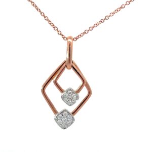 14kt rose gold doube pave diamond moveable pendant D tw 1/8cts VS2, G 18"