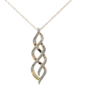 10kt yellow gold diamond twisted fashion pendant tw 0.10cts SI2/I1 clarity, near colorless I color