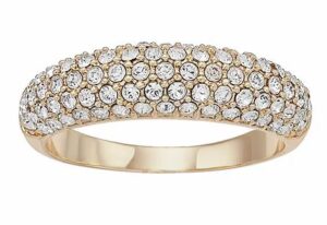 18kt yellow gold pave barrel ring D tw 0.80cts VS2 clarity, colorless F color