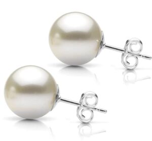 14kt white gold 6.0-6.5mm cultured pearl stud earring