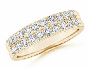 18kt yellow gold double row diamond band tw 1.97cts VS2, colorless F color