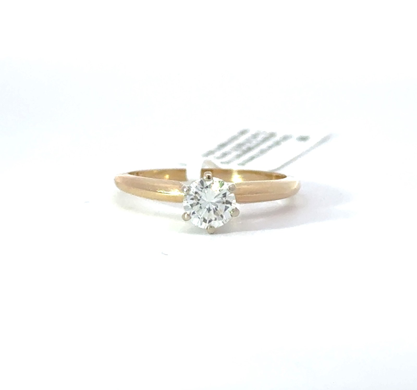 14kt yellow gold diamond solitaire engagement ring D tw 0.47cts SI1 clarity, near colorless H color