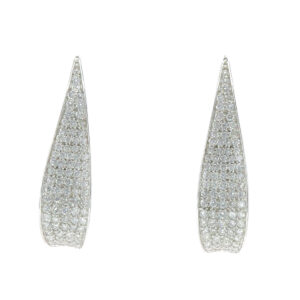 18kt white gold diamond pave fashion swoop earring D tw 2 1/4cts VS2 clarity, near colorless G color