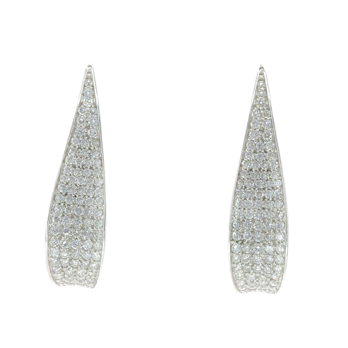 .jpg 18kt white gold diamond pave fashion swoop earring D tw 2 1/4cts VS2 clarity, near colorless G color