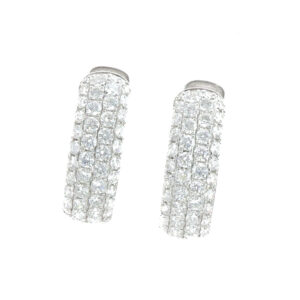18kt white gold diamod pave 4 row huggie hoop earring D tw 1 5/8 VS clarity,colorless F color