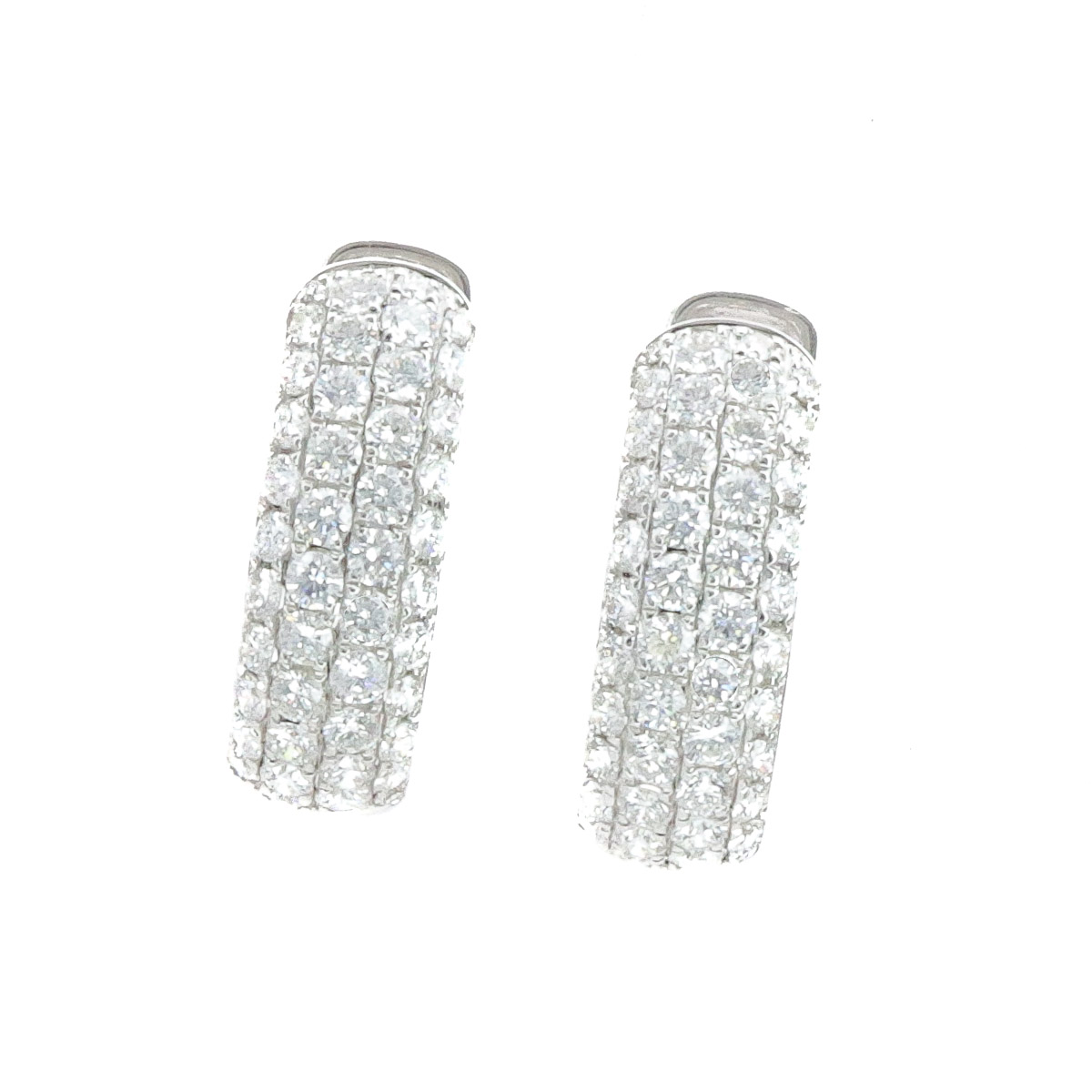 .jpg 18kt white gold diamod pave 4 row huggie hoop earring D tw 1 5/8 VS clarity,colorless F color