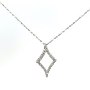 14kt white gold diamond and fashion marquis shape pendant D tw 1/2cts VS2 clarity, near colorless G color on cable chain with spring ring clasp