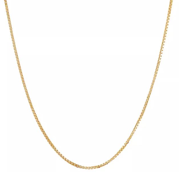 14kt yellow gold 0.86mm box chain with claw catch 18"